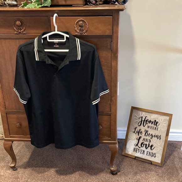 ⭐️ Host Pick ⭐️ NWOT - Haggar Mens Golf C18 Black Polo Shirt Striped Collar Sz L - Picture 2 of 11